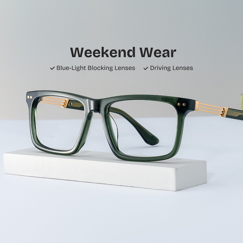 Emerson Rectangle Green Glasses