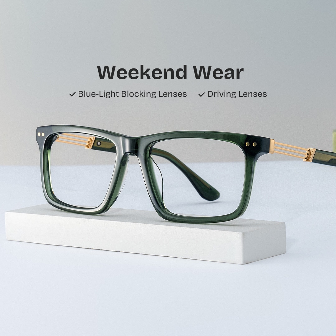 Emerson Rectangle Green Glasses