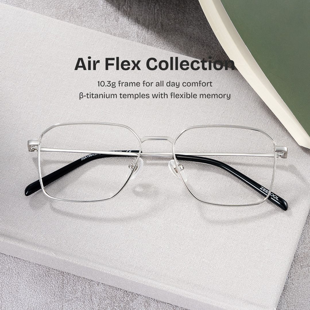Leah Silver Eyeglass Frames for Men in Metal Material | ZEELOOL0