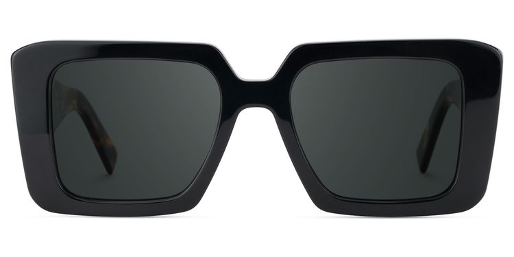 Reeve Rectangle Black Polarized Sunglasses