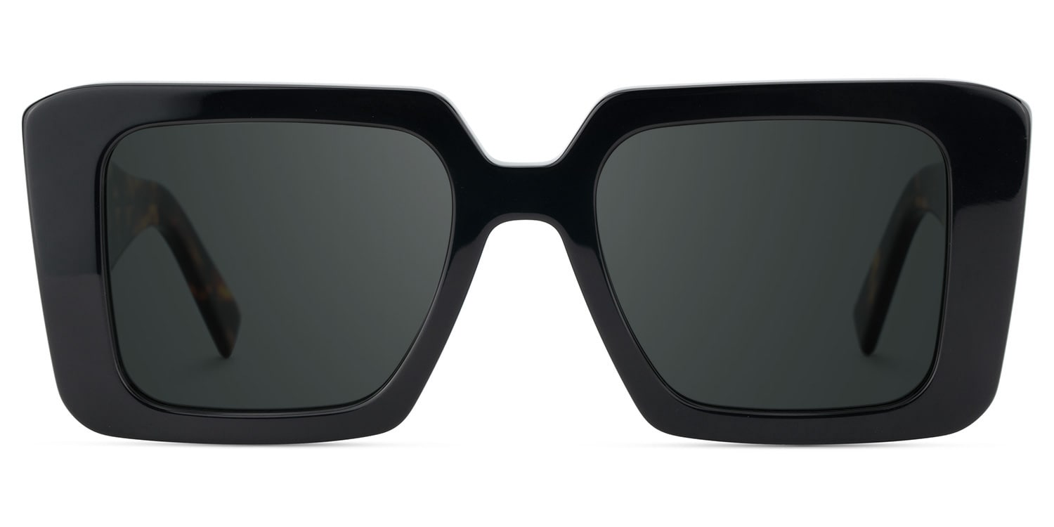 Reeve Rectangle Black Polarized Sunglasses