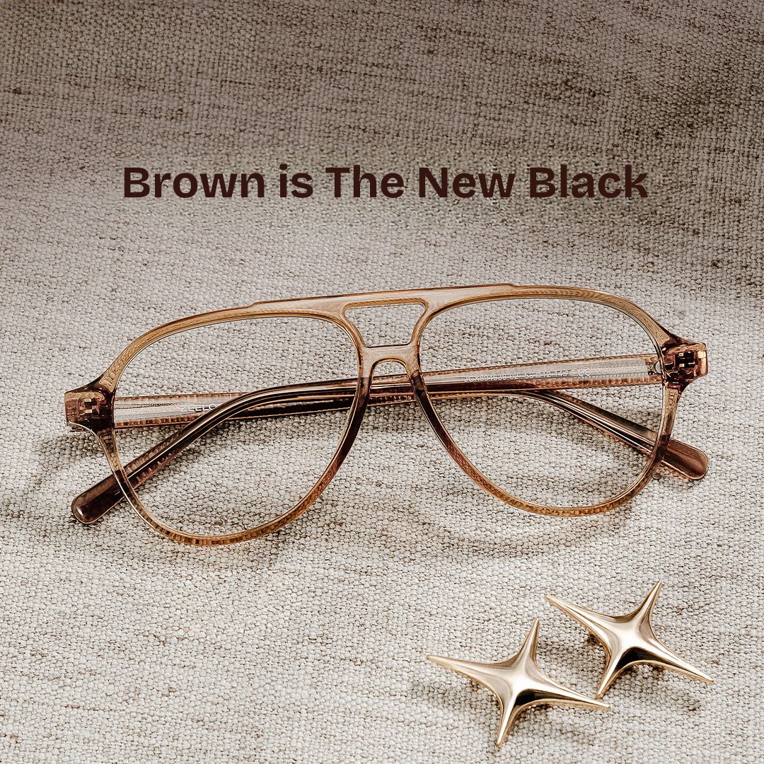 Drew Tan Clear Brown Aviator Glasses for the Female | ZEELOOL0