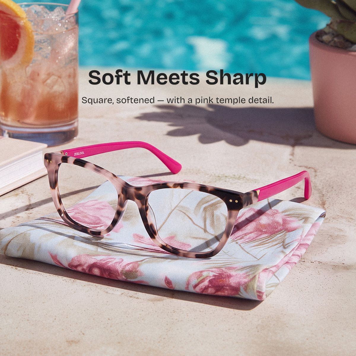 Ava Square Tortoise Color Frame Glasses | ZEELOOL0