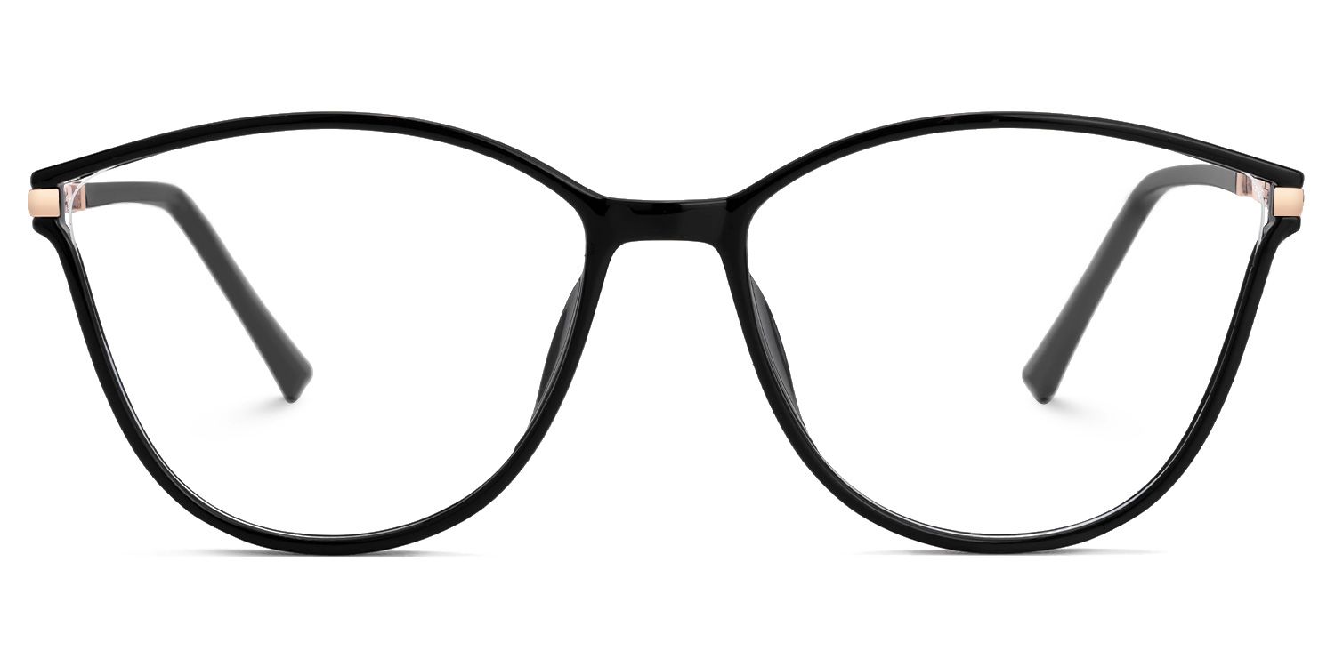 Keyshia Cateye Black Glasses in Thin Curved Corners0