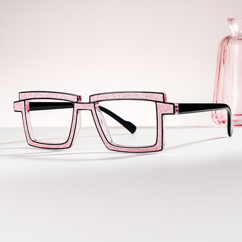 Zephyr Rectangle Pink Glasses