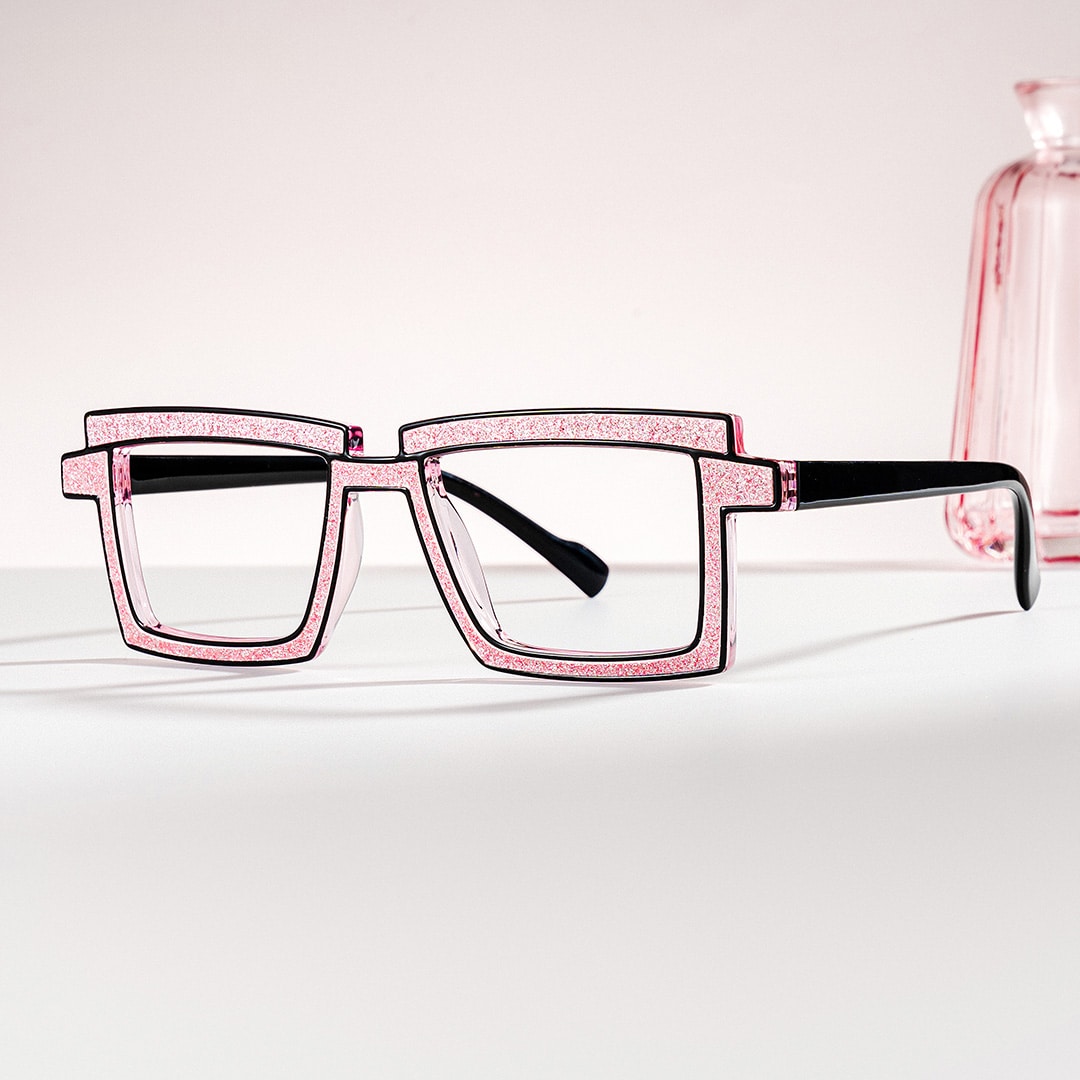 Zephyr Rectangle Pink Glasses