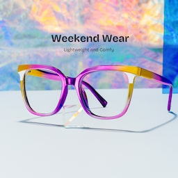 Leo Square Pink Purple Glasses0