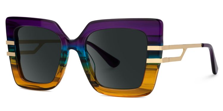 Poutine Multicolor Square Sunglasses