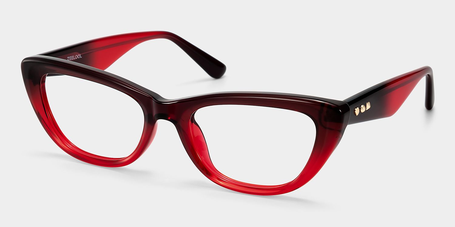 Amabel Gradient Red Cat-Eye Glasses | ZEELOOL3