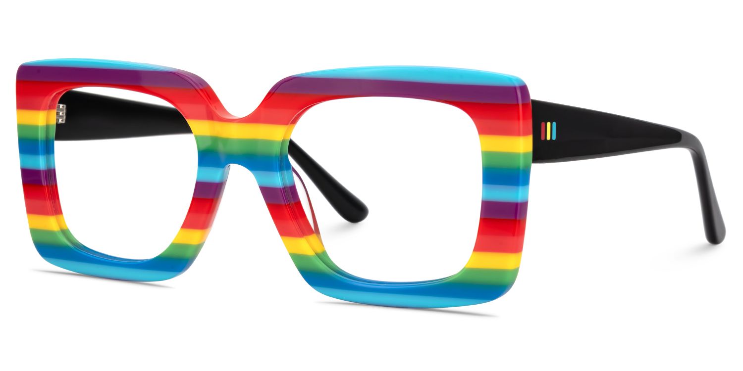 Dianna Rainbow Rectangle Thick Frame Glasses | Zeelool3