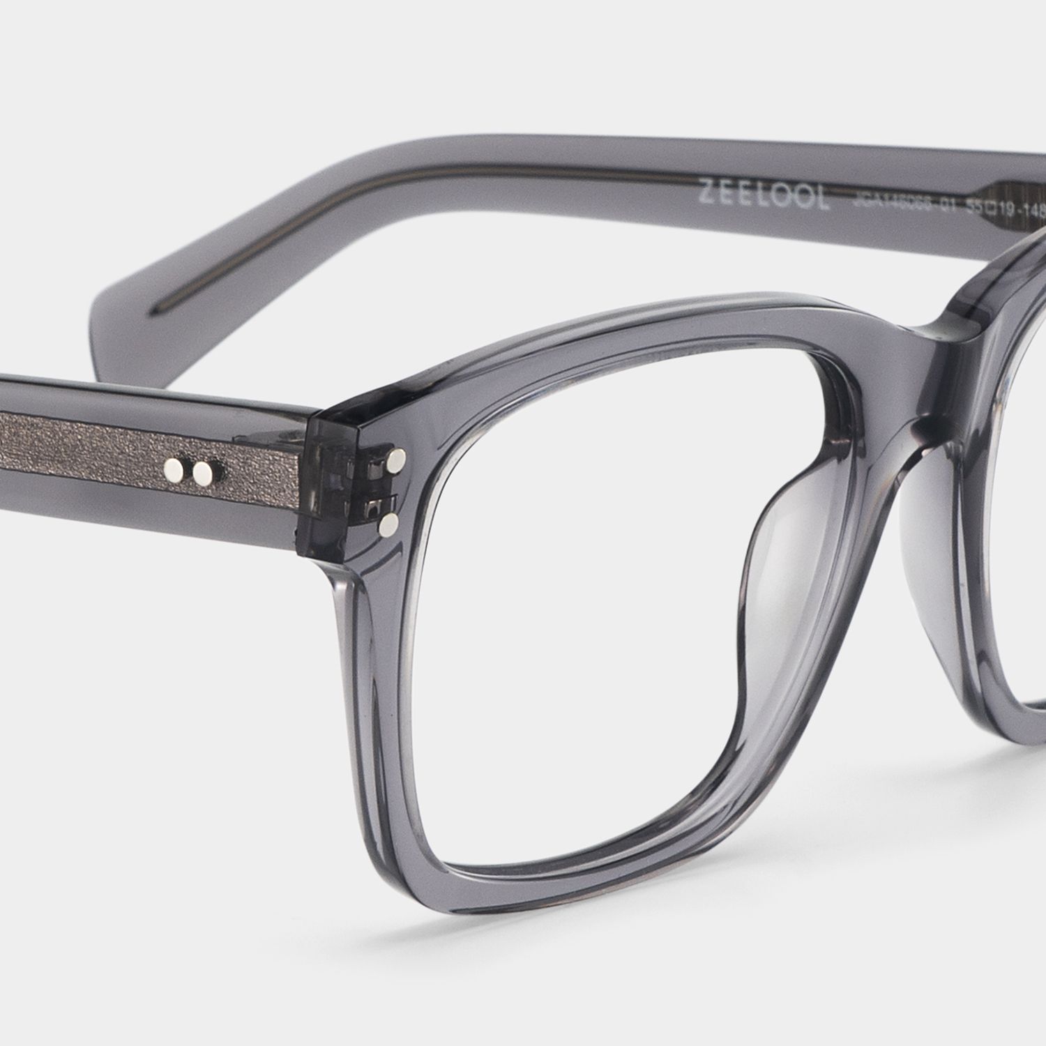 Fussell Square Gray Full-Frame Glasses | ZEELOOL4