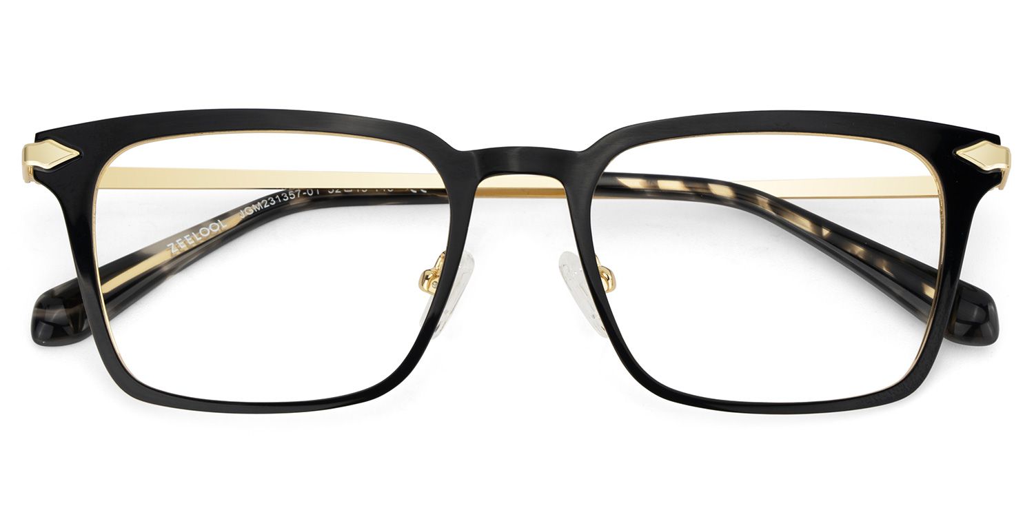 Black Color Chaney Rectangle Prescription Glasses | Zeelool2