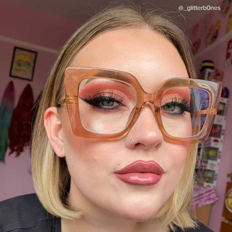 Oversized Square Eyeglasses For Women - Clear Non-Prescription Frames With Pearl Temple Details