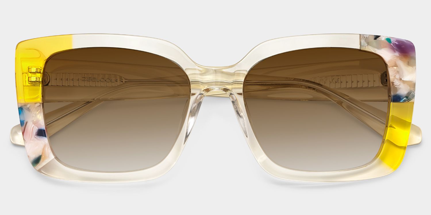 Palma Square Style Yellow Frame Sunglasses | ZEELOOL1