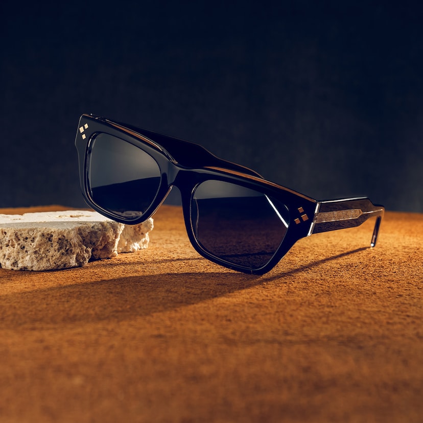 Marlowe Rectangle Black Polarized Sunglasses