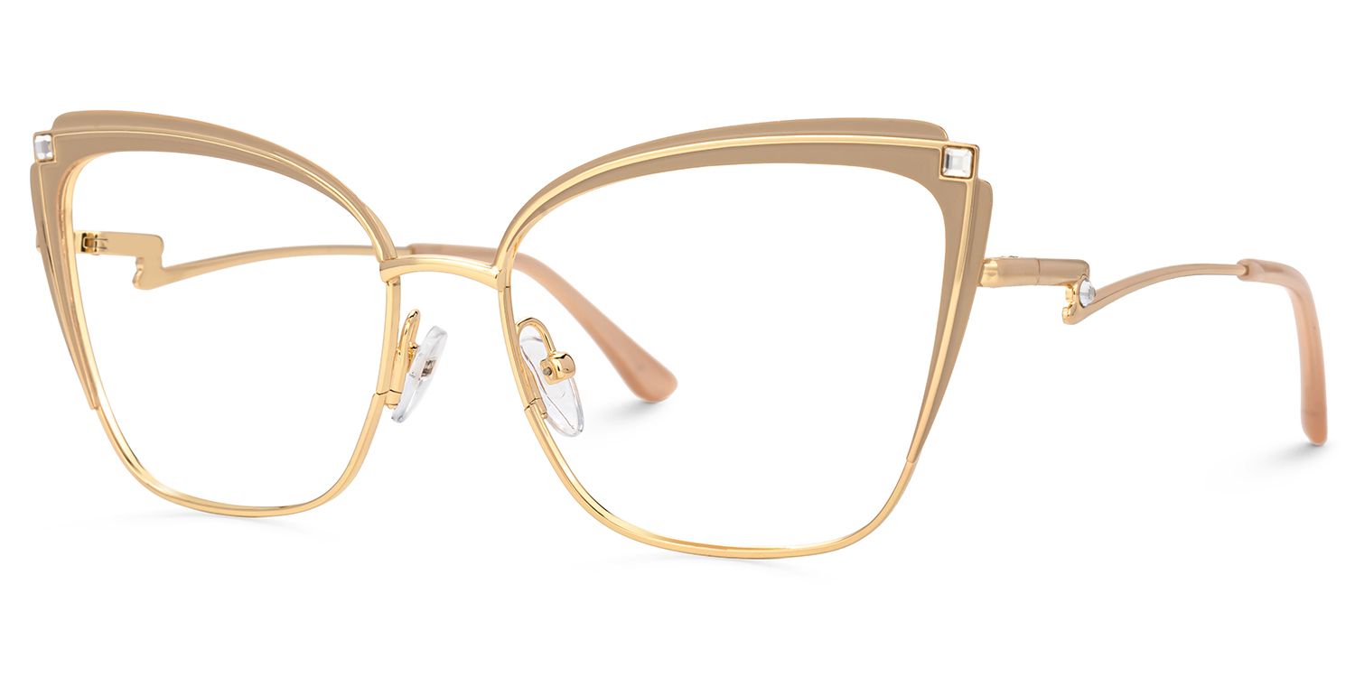 Mariely Cat Eye Brown And Gold Glasses | Zeelool2