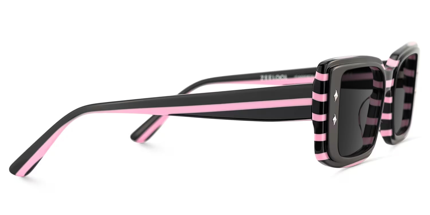 Gleam Rectangle Black Pink Sunglasses3