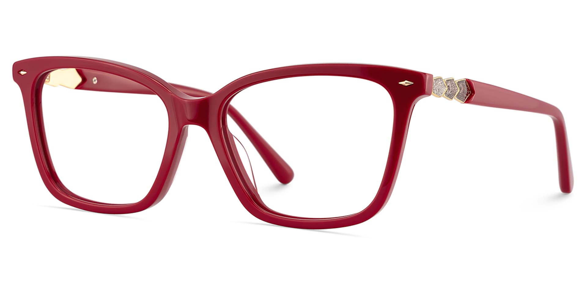 Theo Acetate Red Frame Glasses with Square Shape | Zeelool3