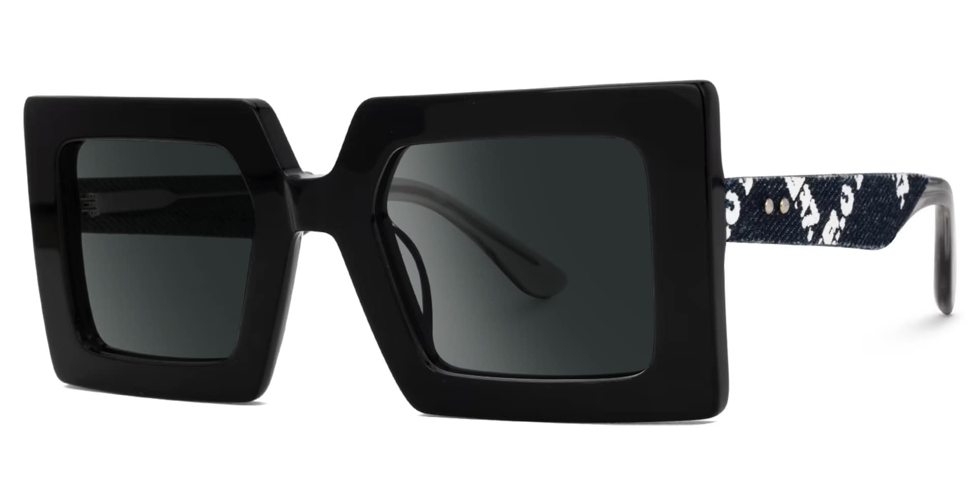 Tiffaney Black Square Sunglasses with Black Denim Temples1