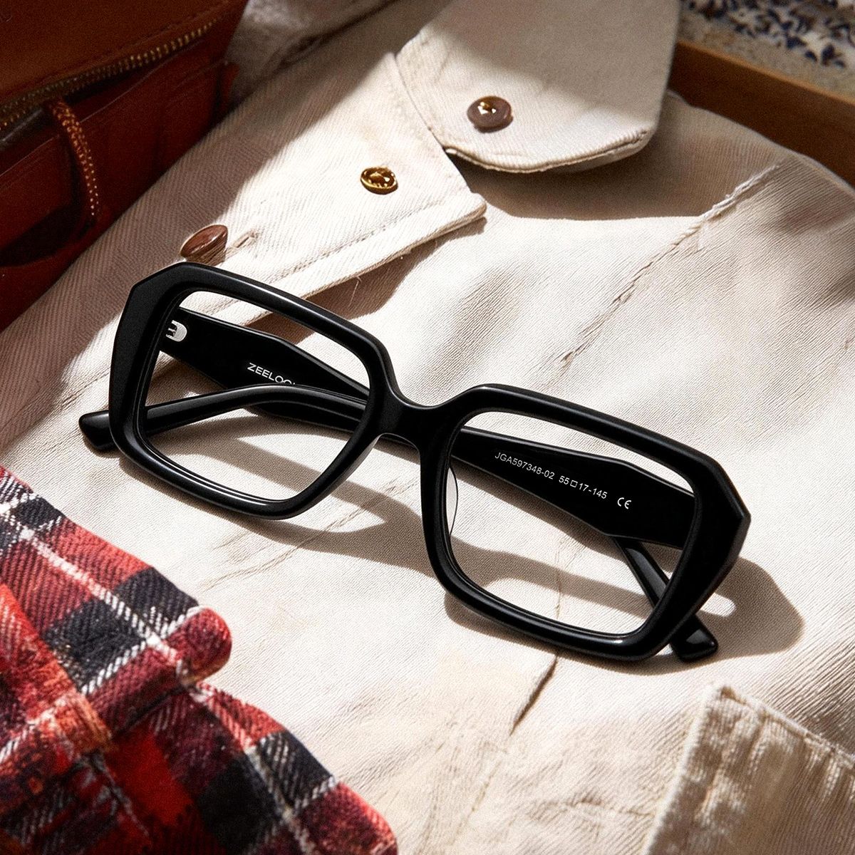 Rowan Black Full Rim Rectangle Eyeglasses for Women | ZEELOOL