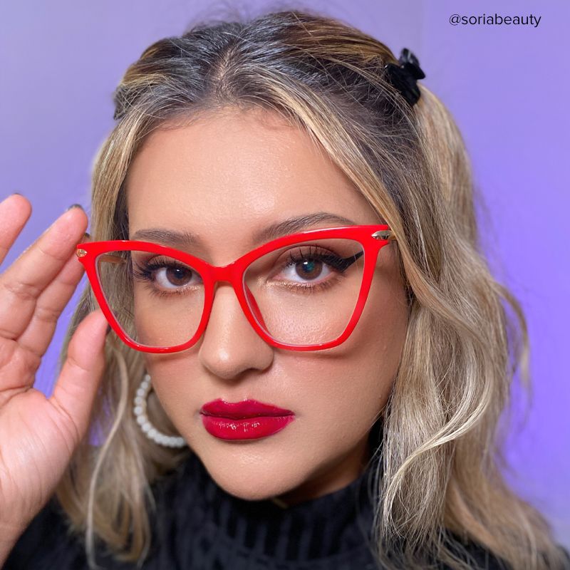 Cat Eye Red Glasses | ZEELOOL Canada6