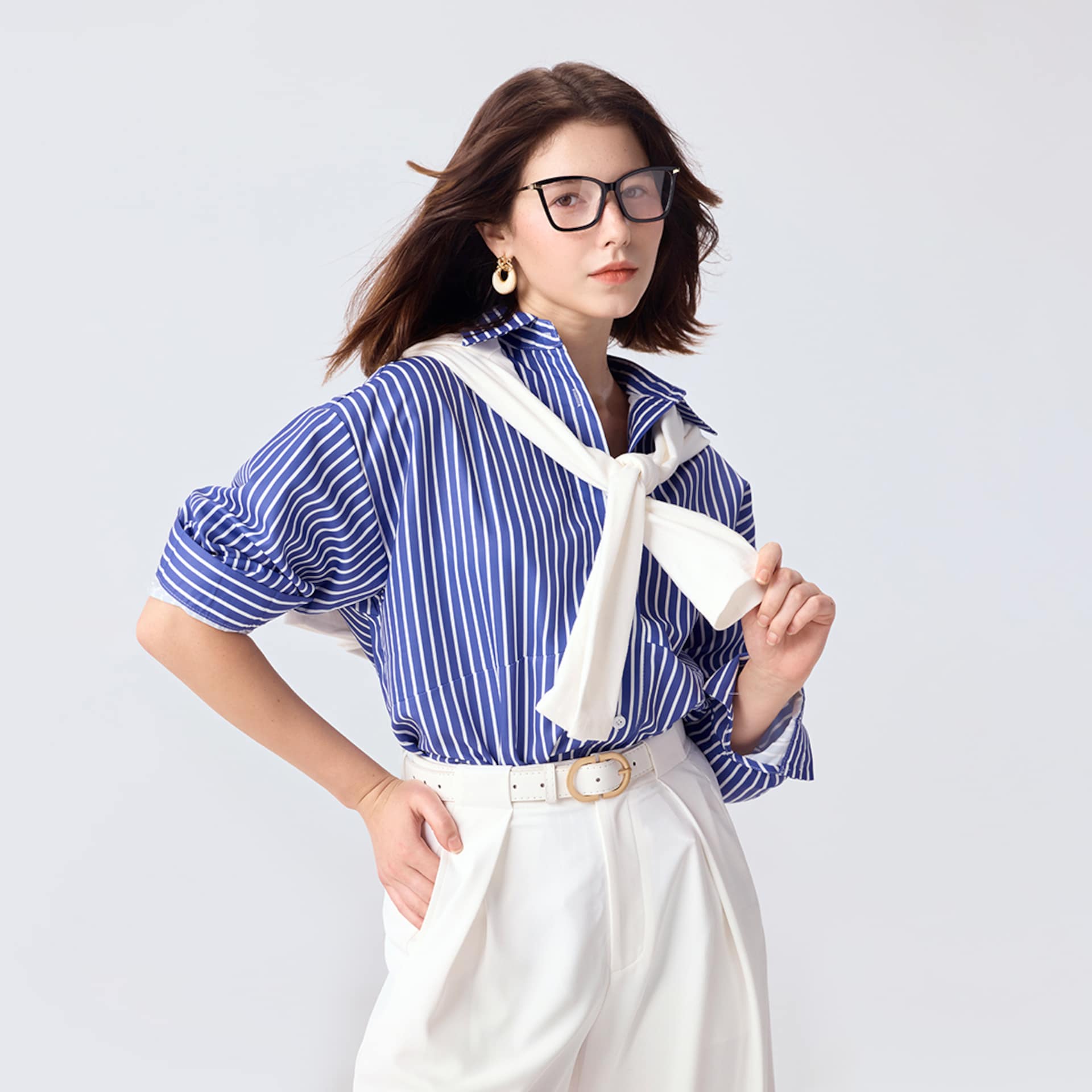 Stephens Cateye with Black Glasses Oversized Frames | Zeelool9