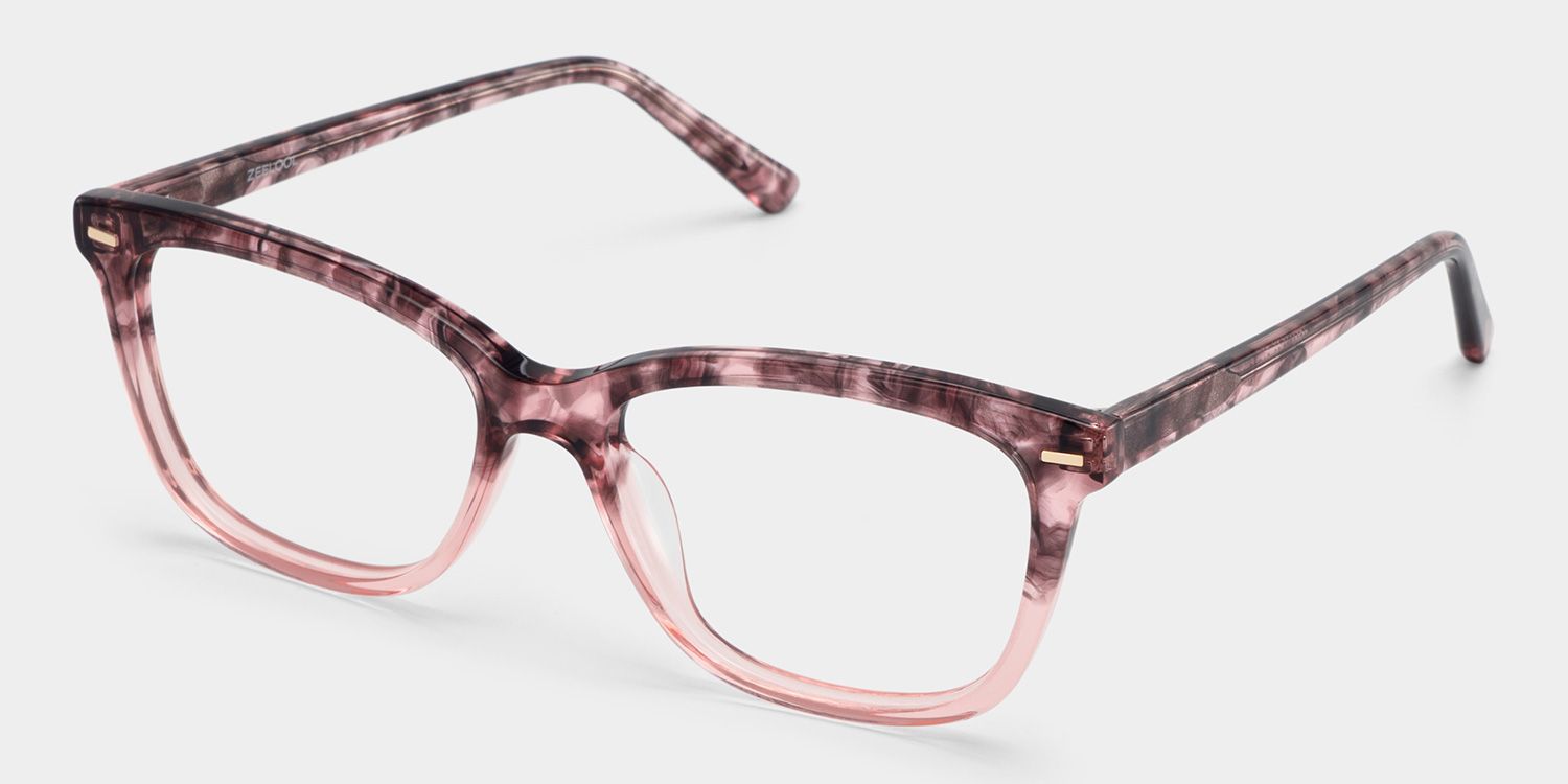 Sawyer Blossom Eyewear - Pink Rectangle Acetate Glasses | ZEELOOL3
