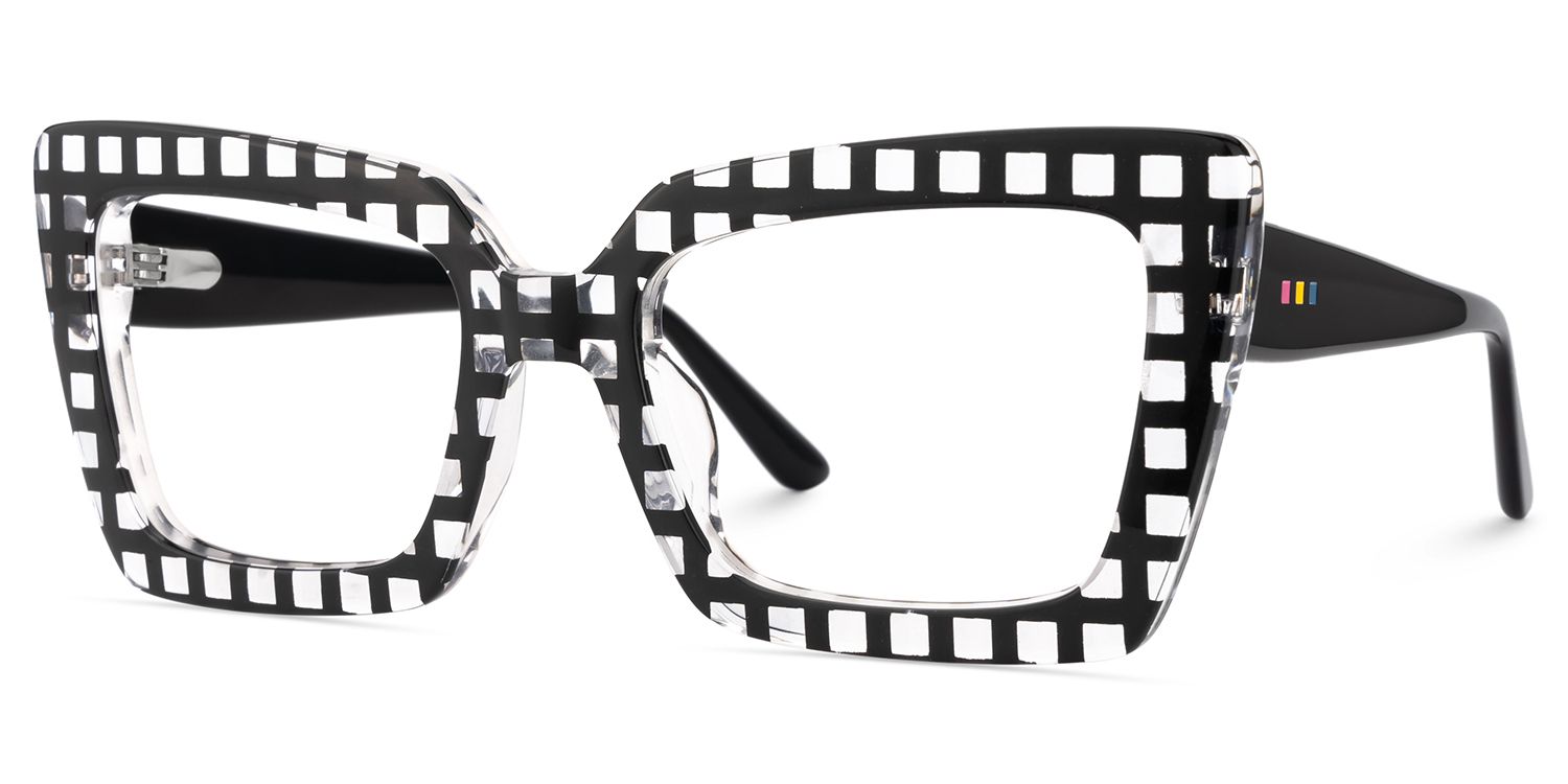 Tootie Eyeglasses in Butterfly Black Clear Checkered Frame | Zeelool3