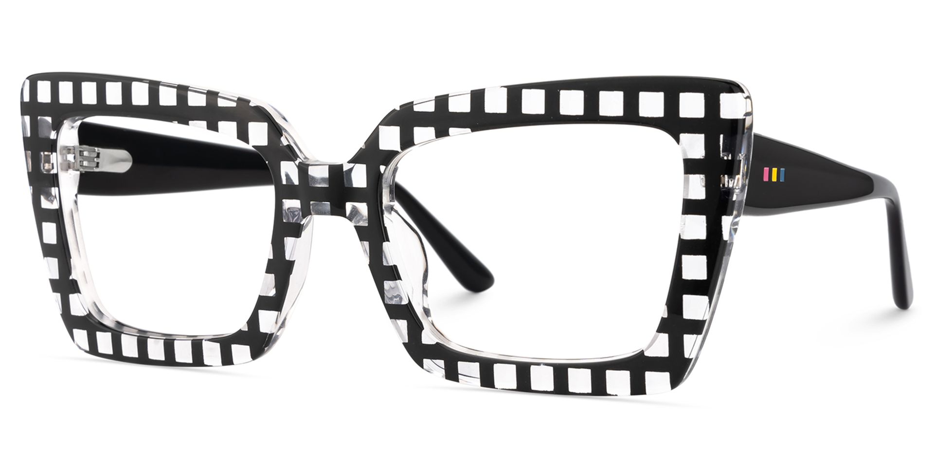 Tootie Eyeglasses in Butterfly Black Crystal Checkered Frame | Zeelool3