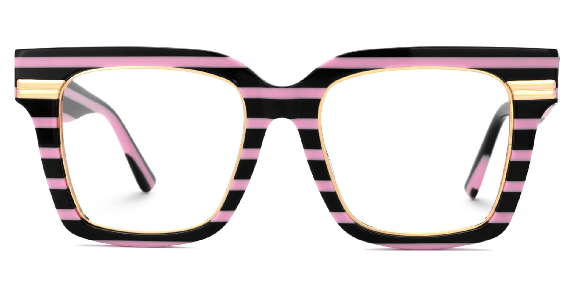 Taylor Square Black Pink Striped Frame Glasses for females | Zeelool0