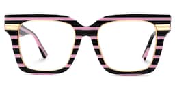 Taylor Square Black Pink Striped Glasses0