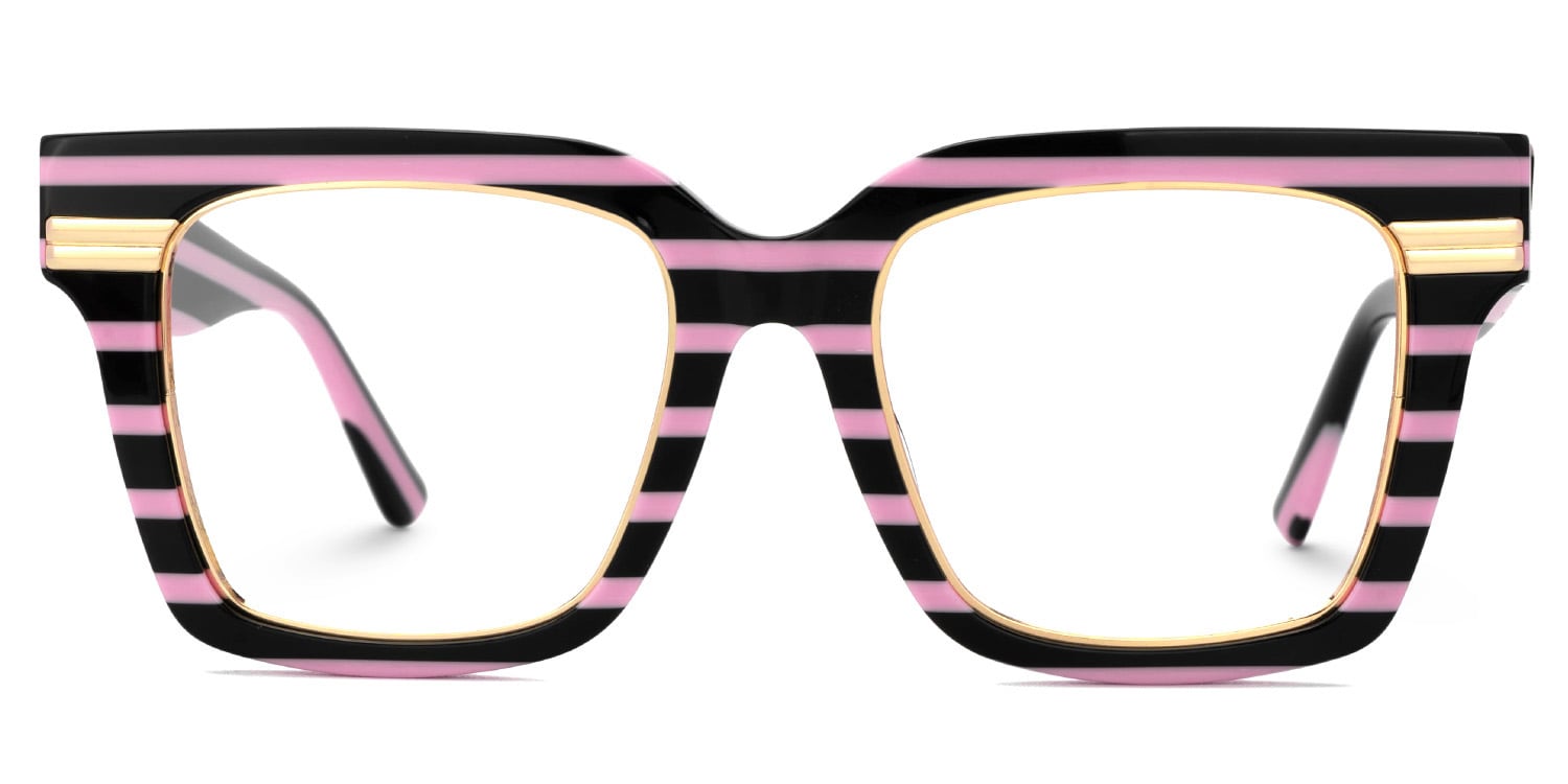 Taylor Square Black Pink Striped Glasses0