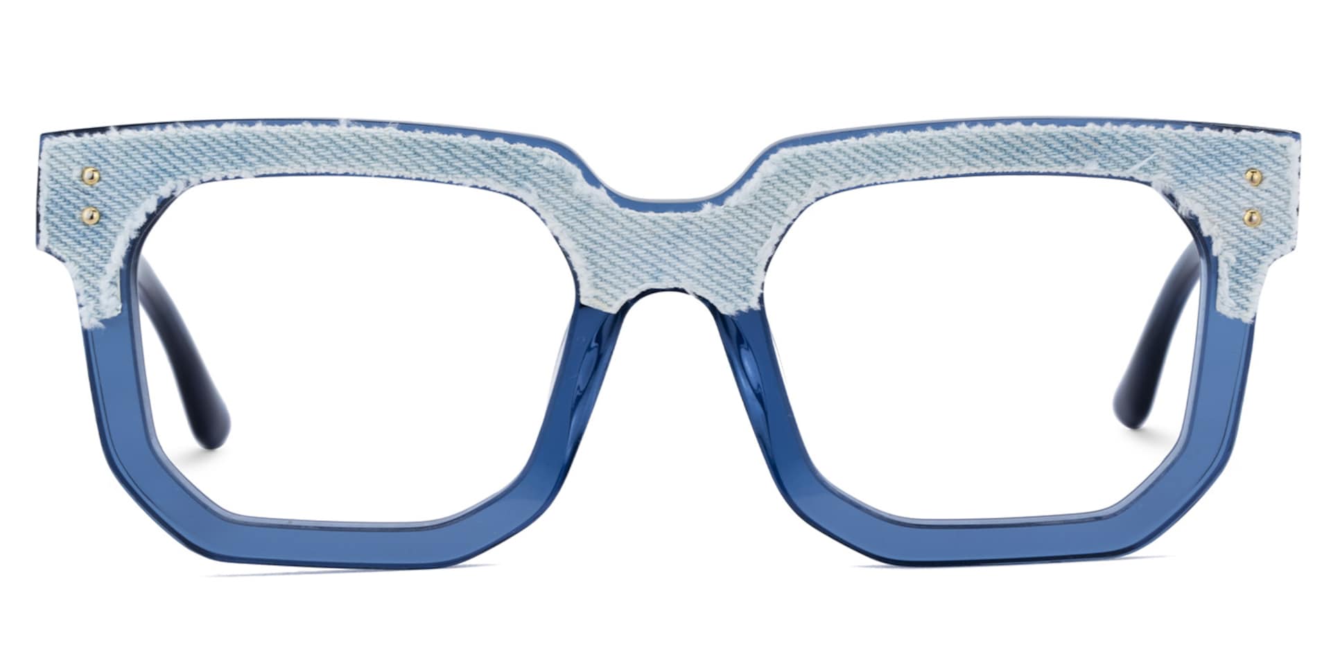 Men's Blue Glasses With Light Blue Denim Decorated0