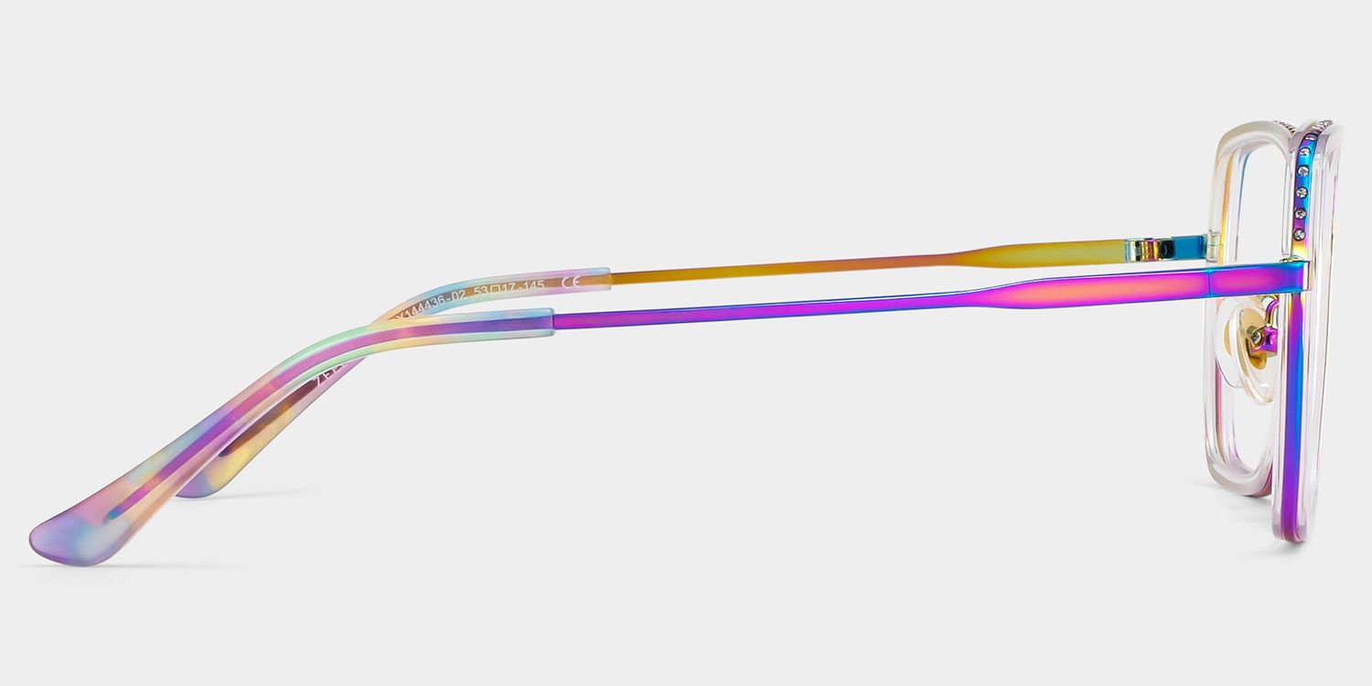 Square Iridescent Eyeglasses- Fiona Mixed Frame Glasses6