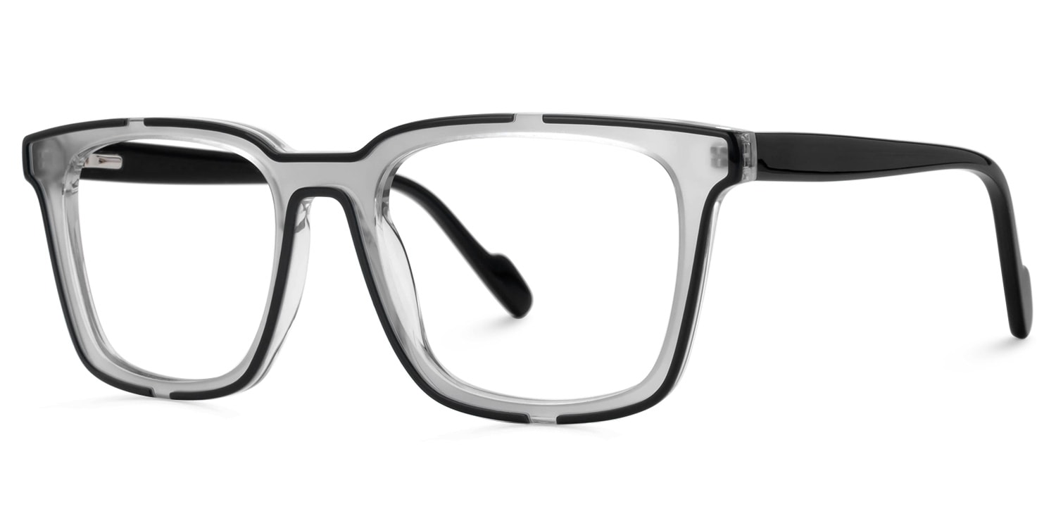 Black Acetate Rectangle Eyeglasses- Hazeley1