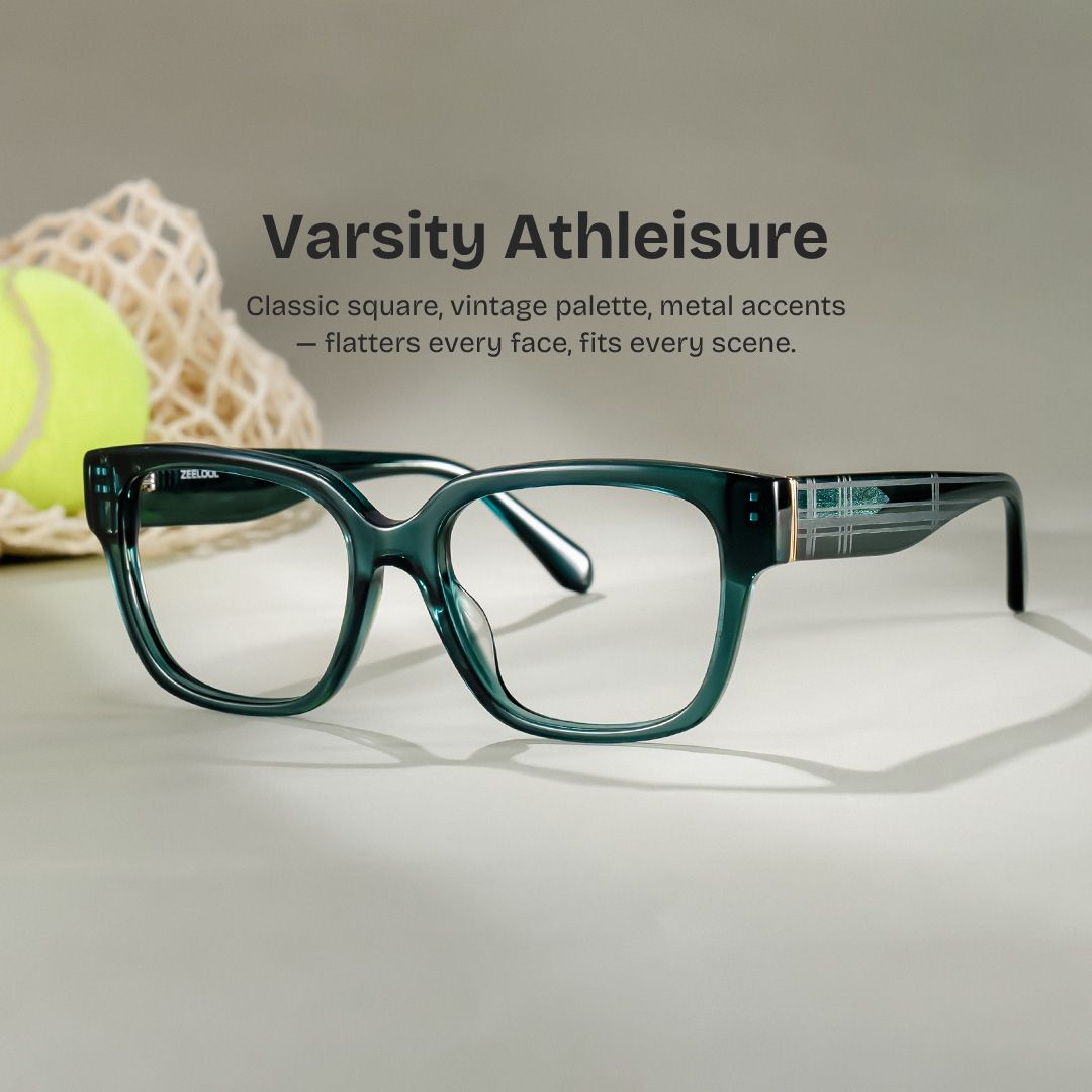 Blake Green Square Glasses | Nostalgic Varsity Frame0