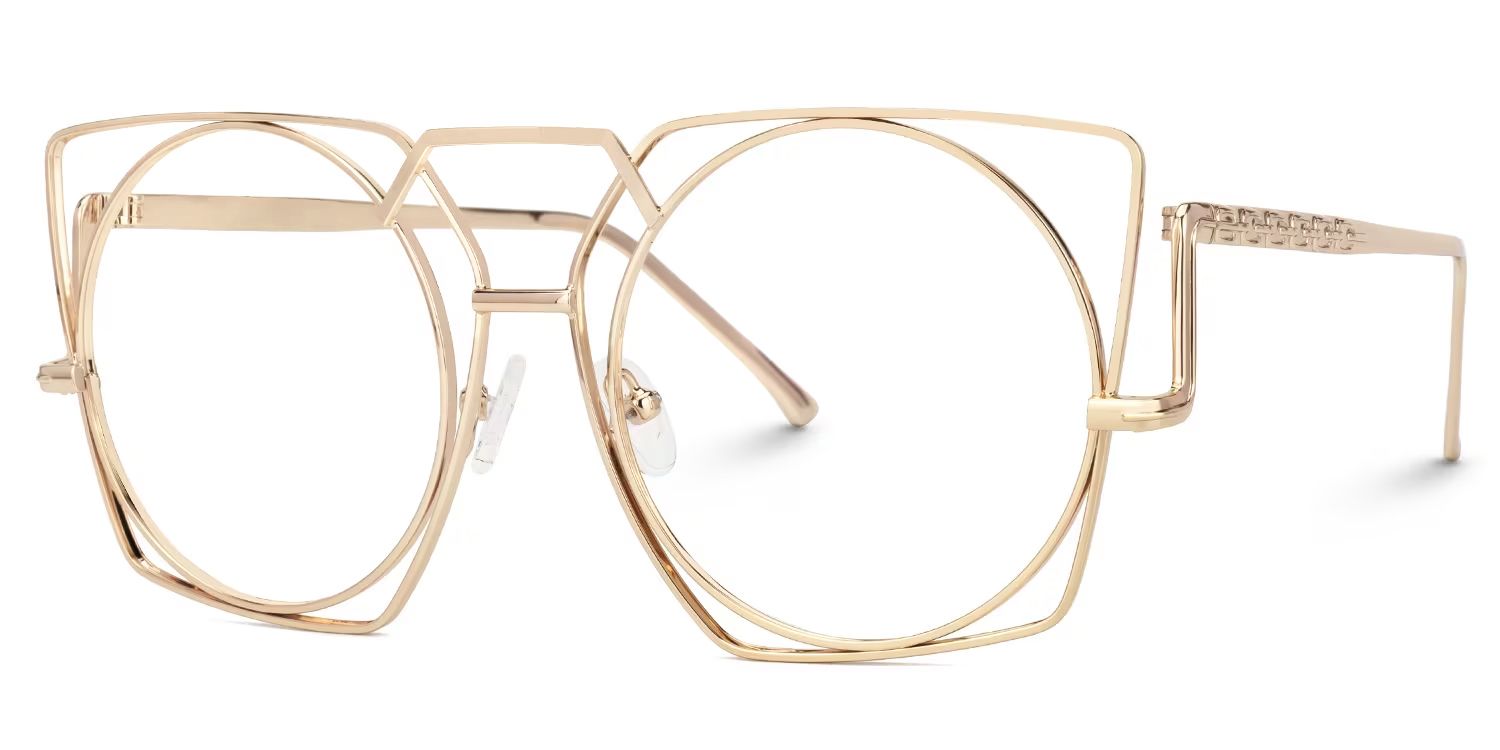 Ybarra Geometric Gold Glasses | Zeelool Glasses1