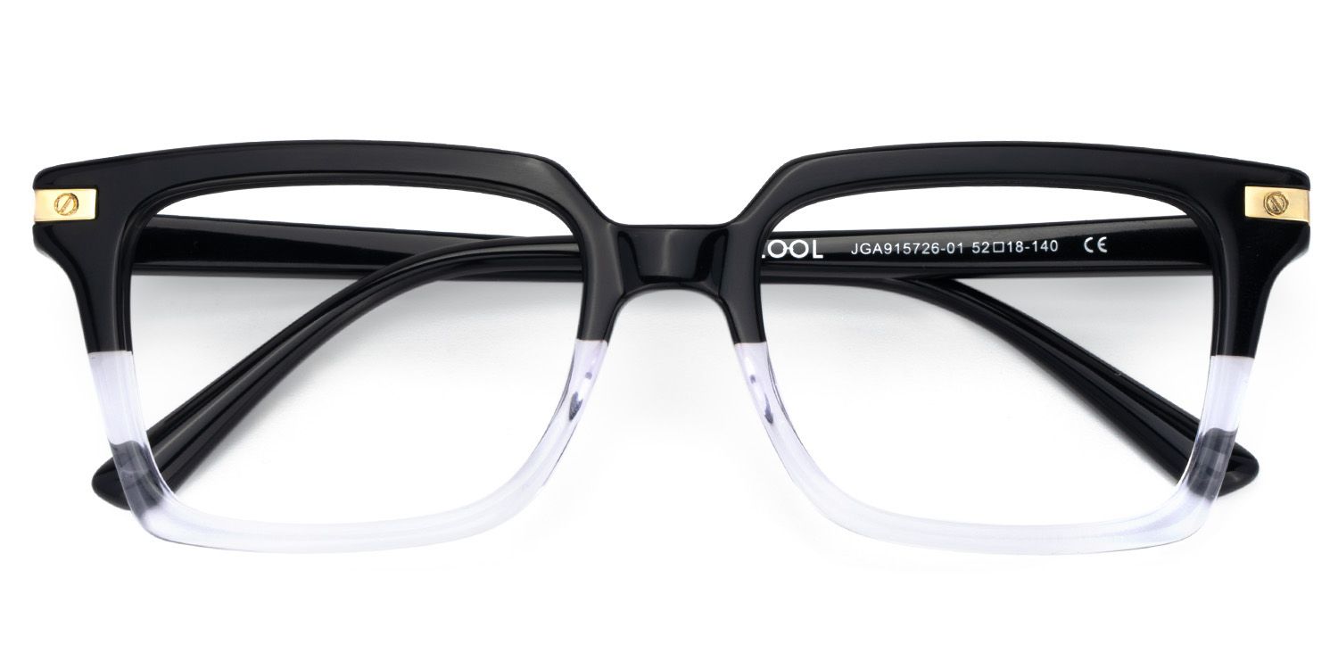 Men's Square Frames With Black And Clear Color2