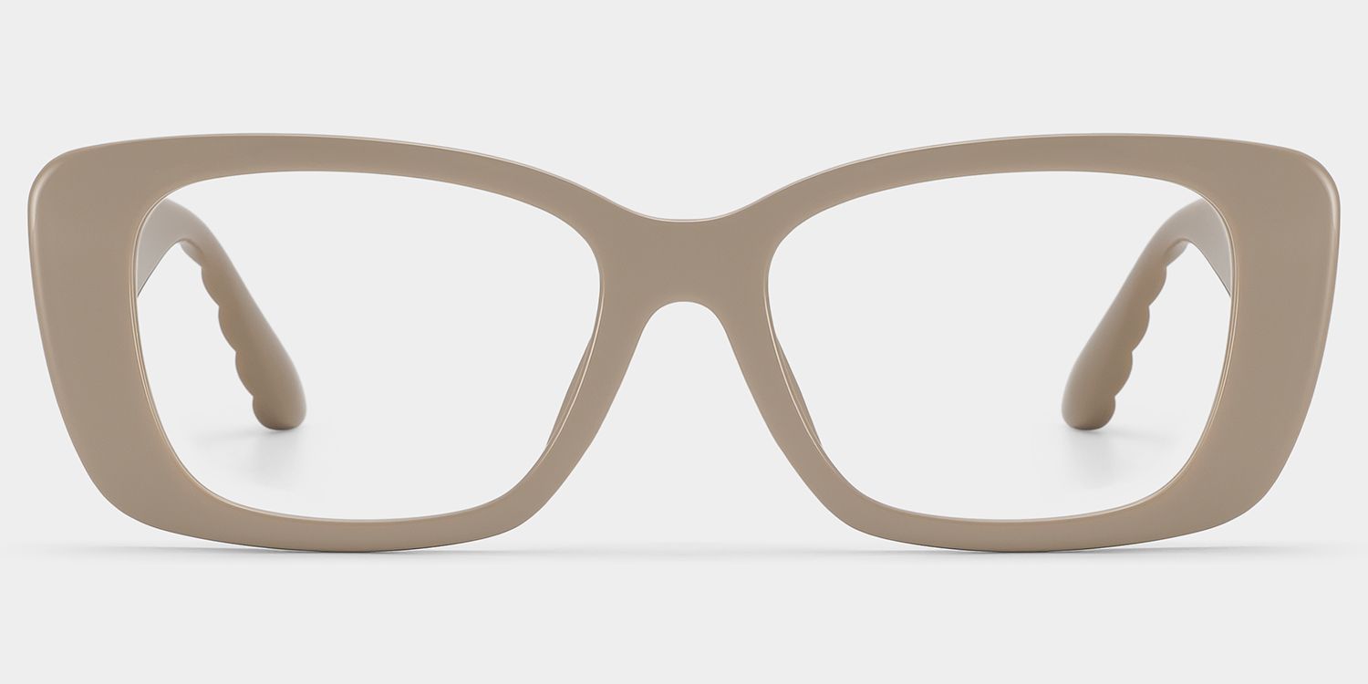 Hannah Beige Rectangle Frame Glasses | ZEELOOL1