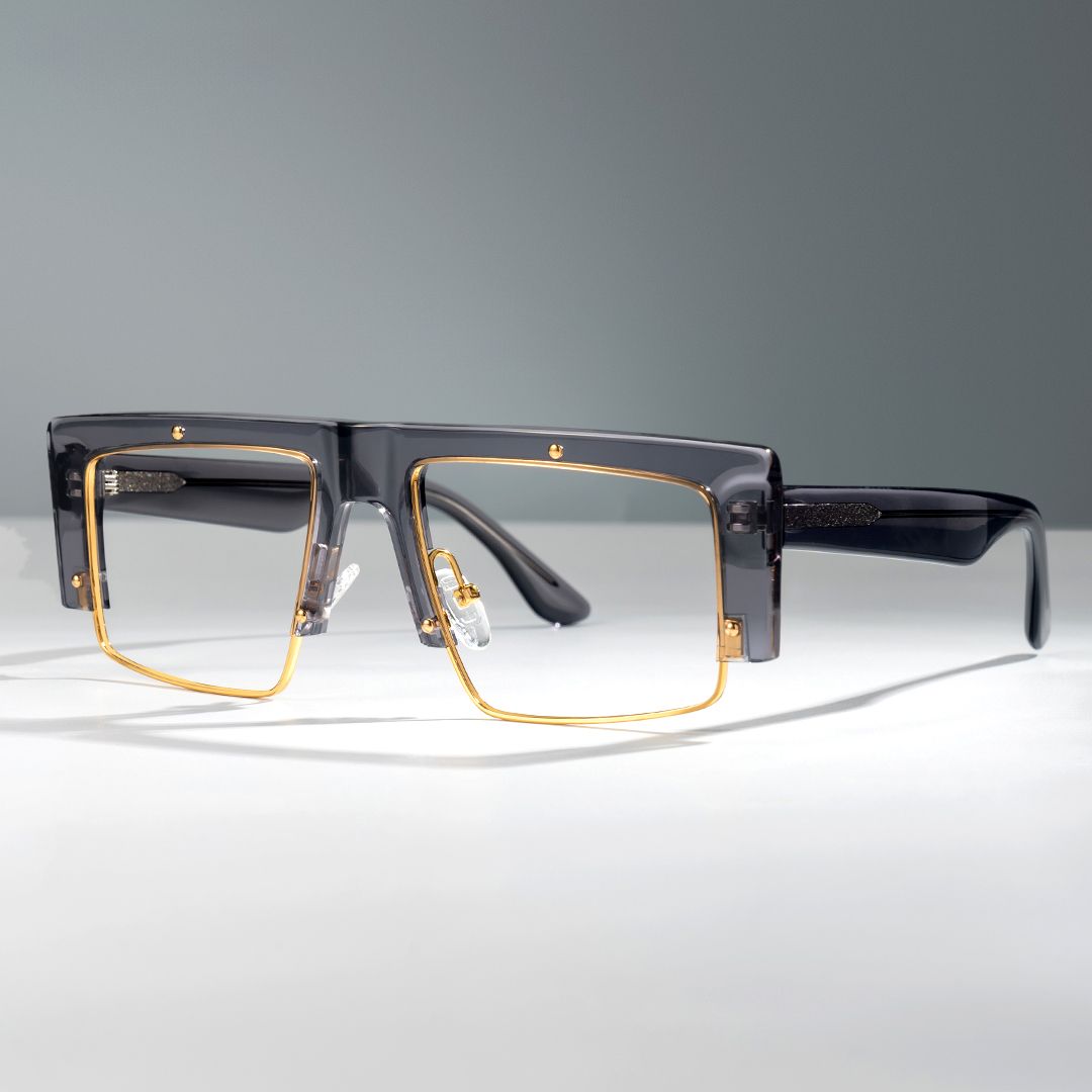 Maldonado Rectangle Grey Transparent Glasses | Zeelool0
