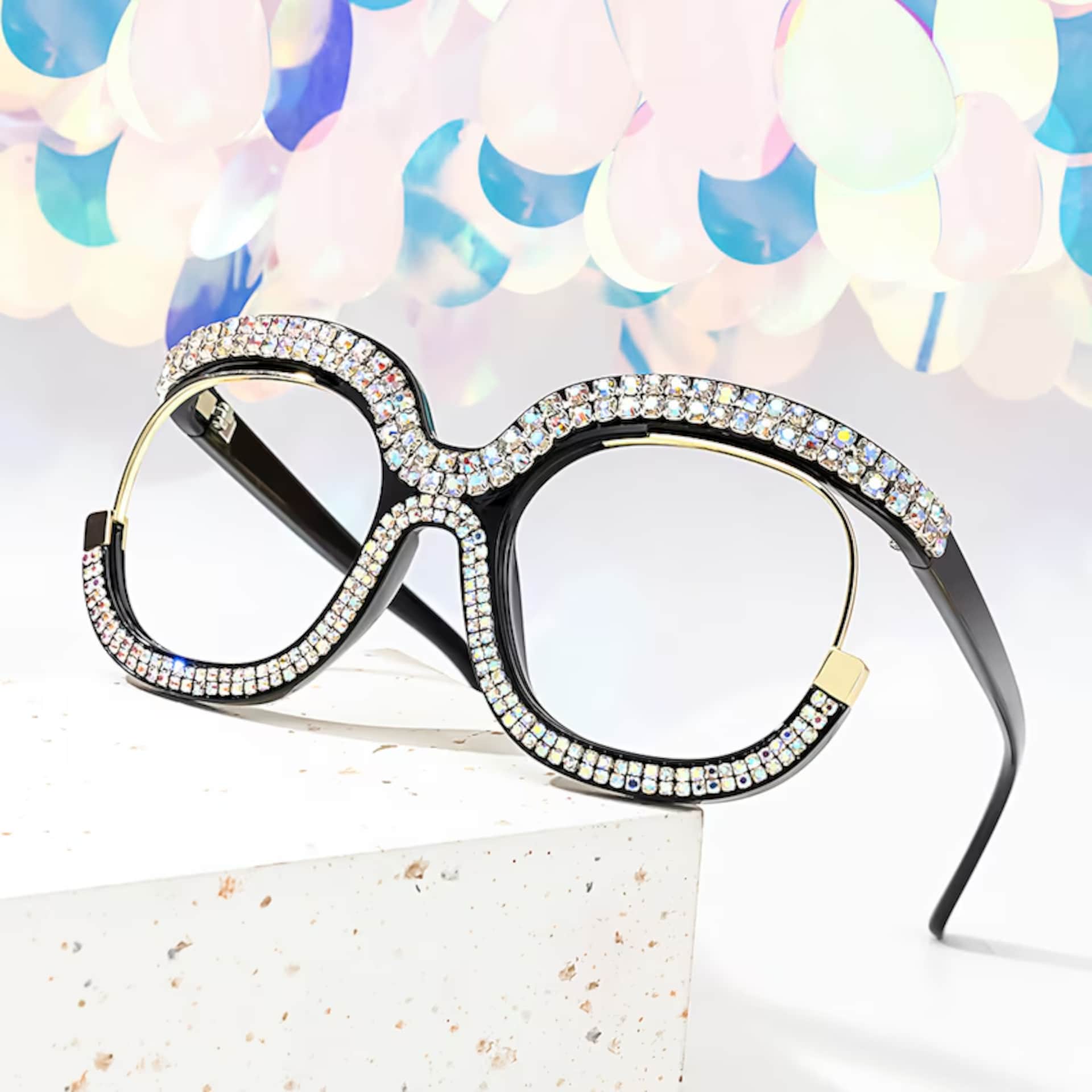 Veasley Square Multicolor Rhinestone Studded Glasses4