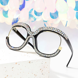 Veasley Square Multicolor Rhinestone Glasses4