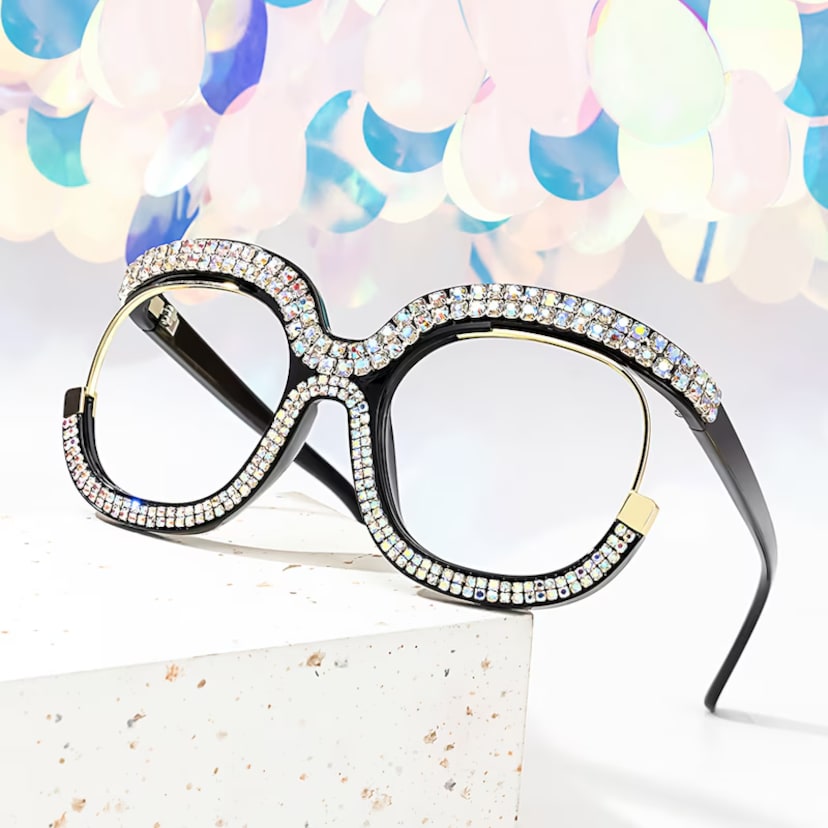 Veasley Square Multicolor Rhinestone Glasses