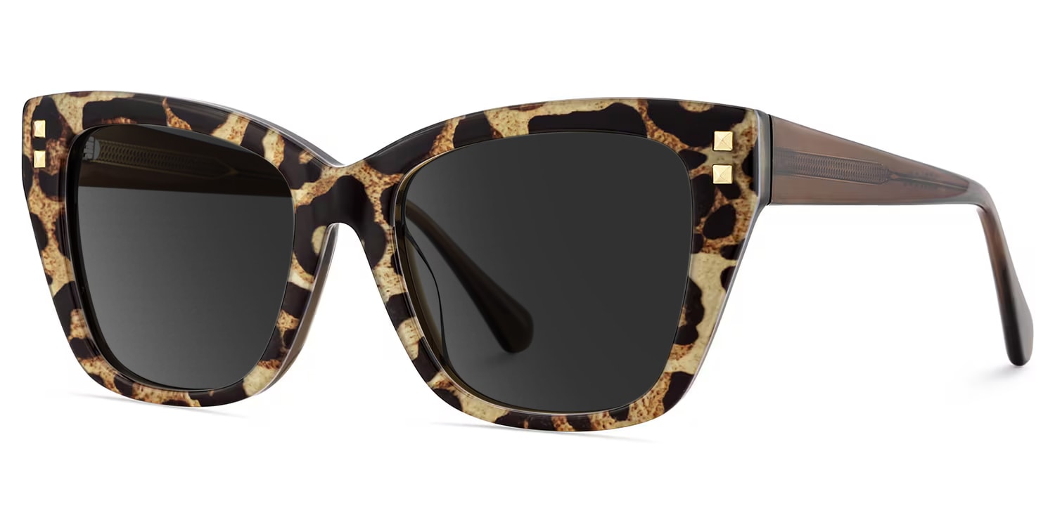 Tessia Square Brown Leopard Sunglasses2