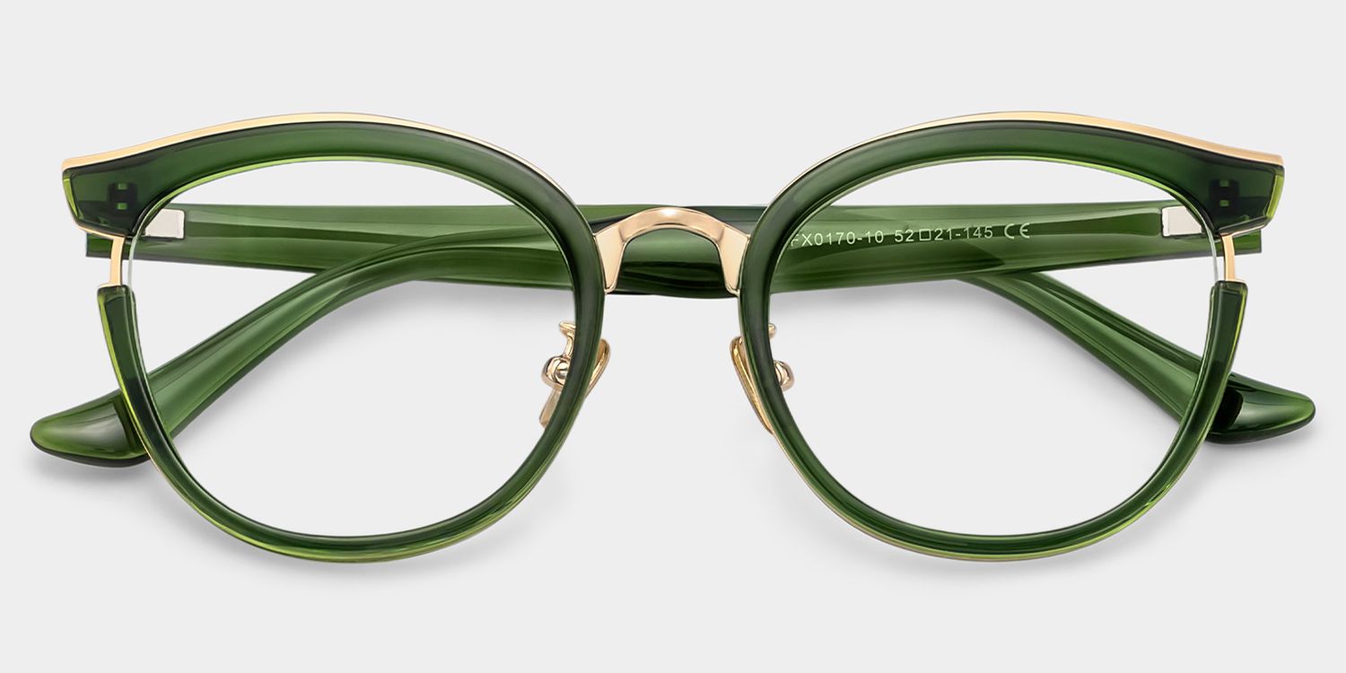 Laraine Cateye Green Eyeglasses & Metal Frames1