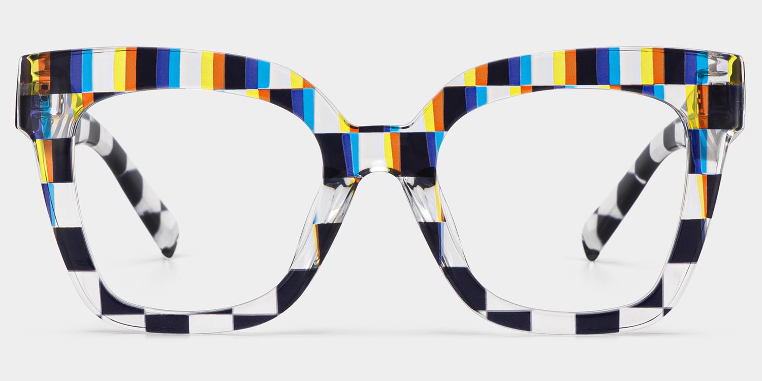 Geek Chic Malcolm Checkered Square Frame Glasses0