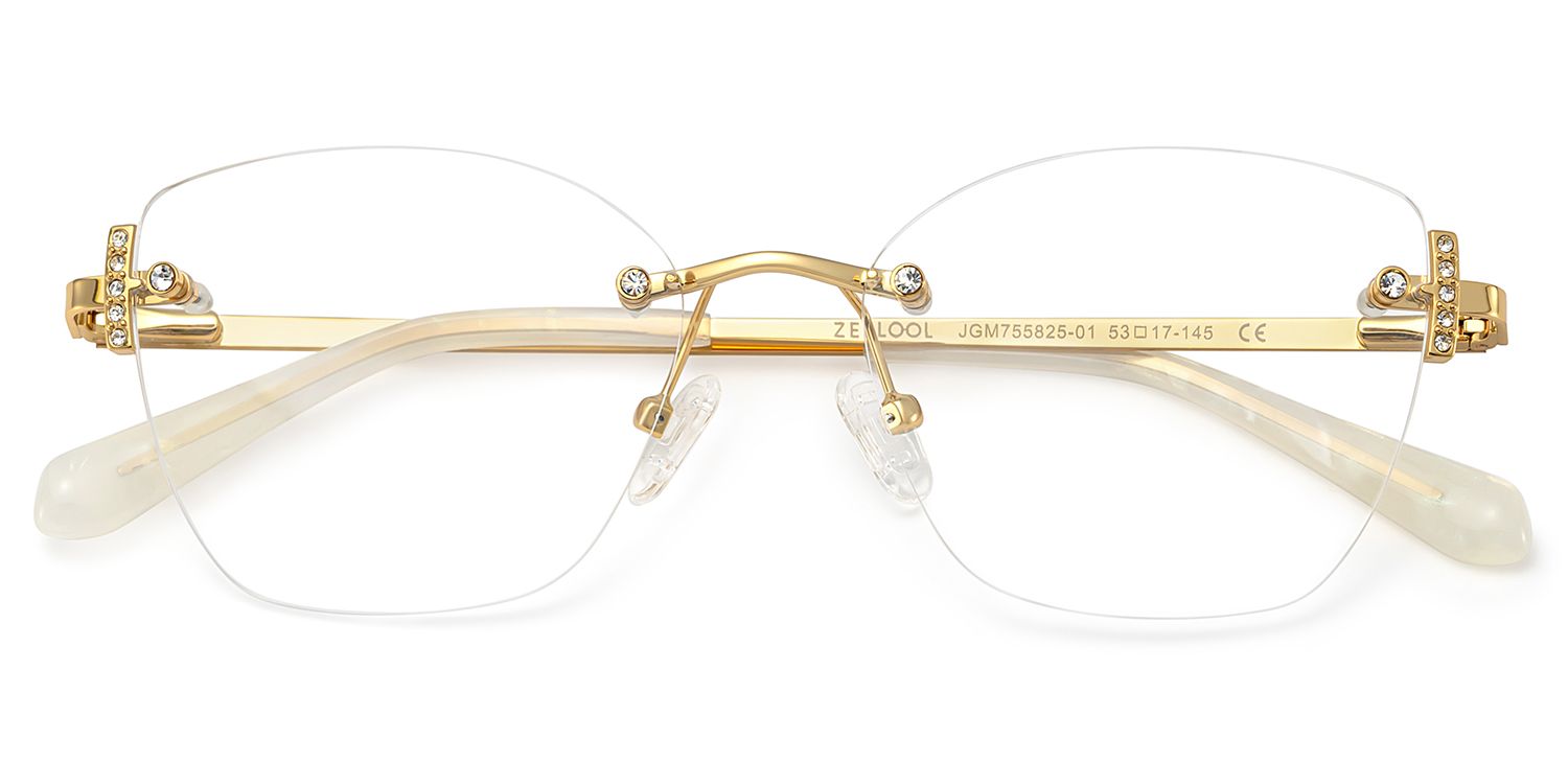 Gold Rectangle Jaxon Glasses with Rimless | Zeelool1