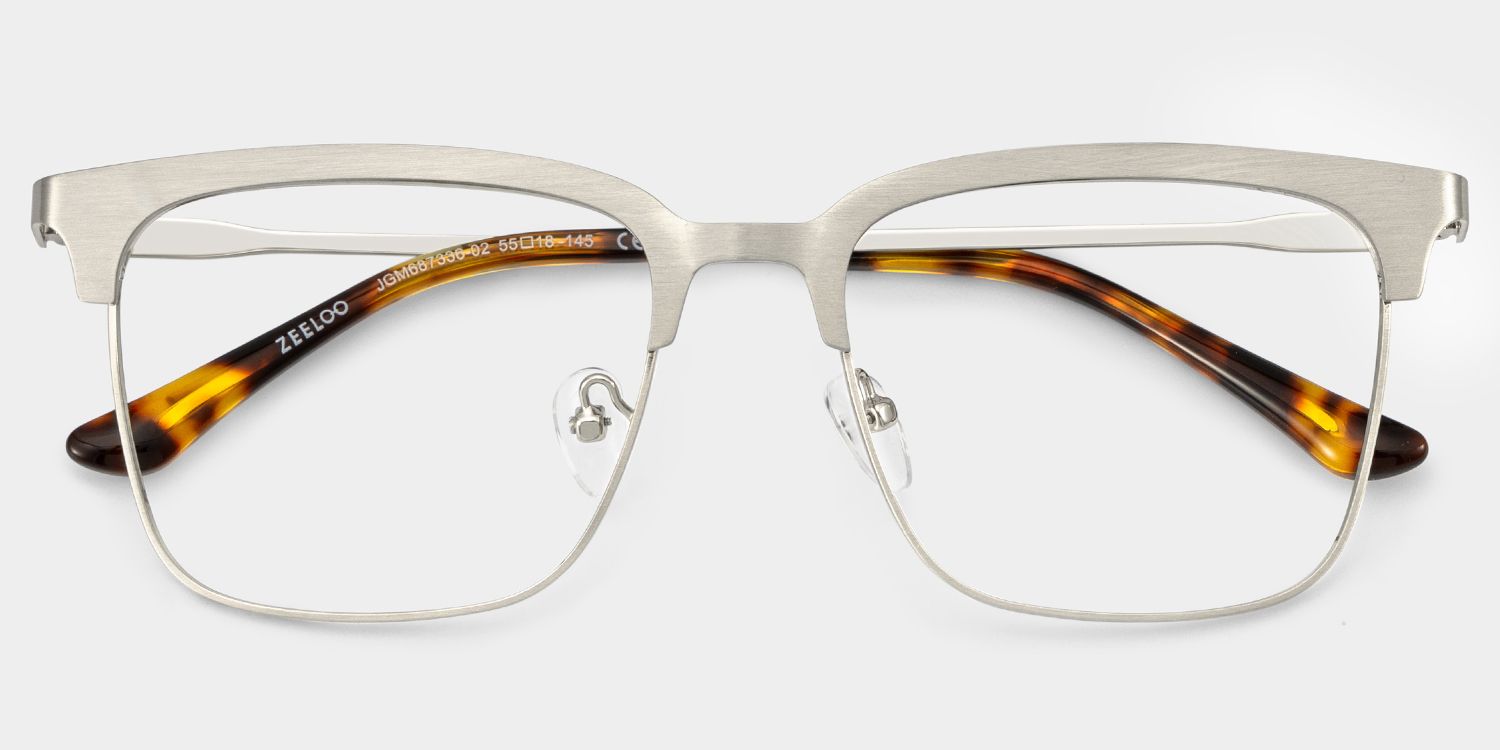 Cleo Silver Frame Glasses with Browline Frame Online | ZEELOOL2