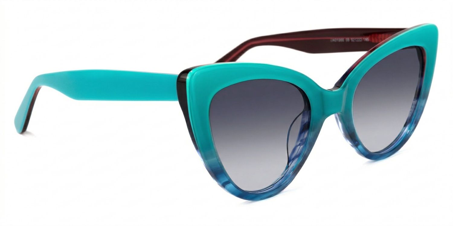 Claudette Cat Eye Teal Blue-Green Frame Glasses | Zeelool2