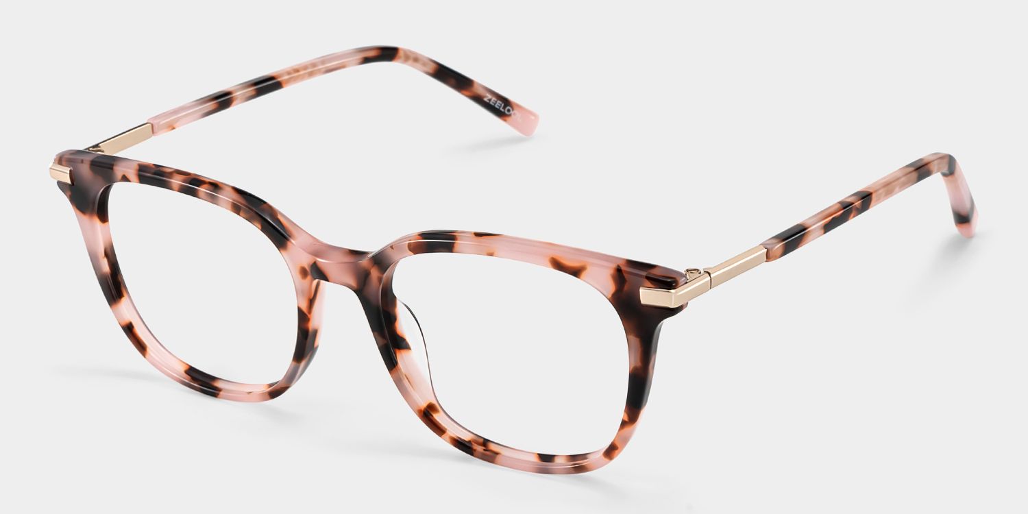 Square Pink Tortoise Eyeglasses- Vilmarie Acetate Frame Glasses3